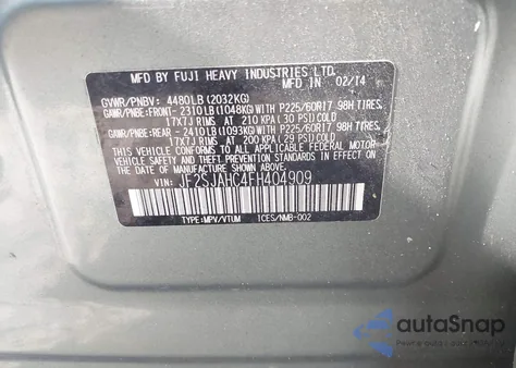 2015 Subaru Forester 2.5I Limited из США, поврежденный, VIN JF2SJAHC4FH404909